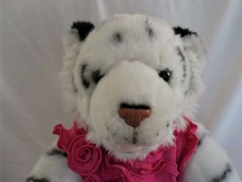 LARGE COLLECTABLE BUILD A BEAR TIGER IN ORIGINAL CLOTHES AND BOOTS - MEOWS WHEN YOU SQUEEZE HER ARM