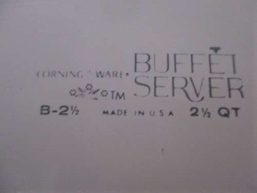 FOR ISMAIL ONLY - VINTAGE 1968 LARGE CLASSIC BLACK AND WHITE 2 1/2 QUART CORNING WARE BUFFET SERVER!