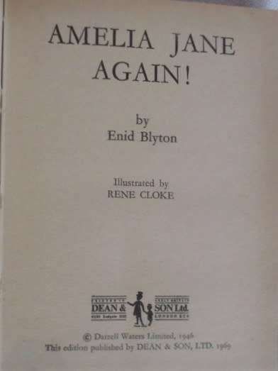 FOR BONJOURPARIS40 ONLY - 1969 - ENID BLYTON HARDCOVER + DUST COVER - AMELIA JANE AGAIN!