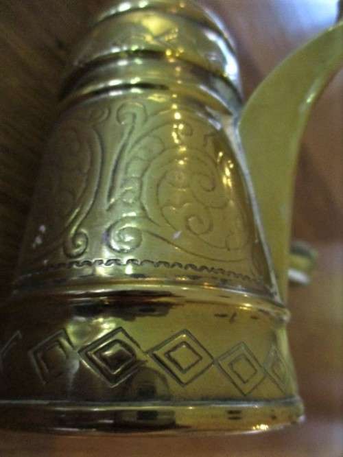VINTAGE VERY ORNATE ENGRAVED BRASS TURKISH CEZVE/COFFEE POT
