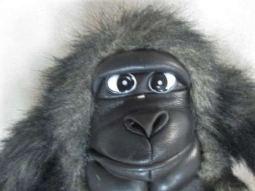 THE CUTEST GORILLA WITH FAUX LEATHER FACE, HANDS, FEET AND CHEST