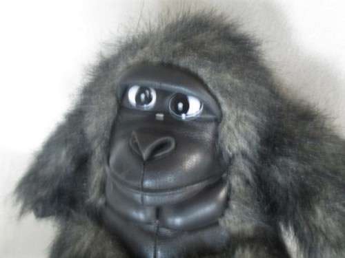 THE CUTEST GORILLA WITH FAUX LEATHER FACE, HANDS, FEET AND CHEST