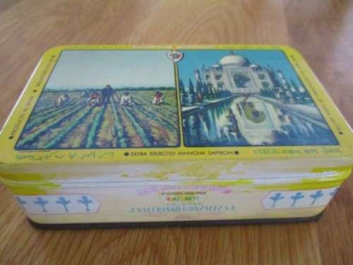 RARE - AN OLD SPANISH SAFFRON TIN