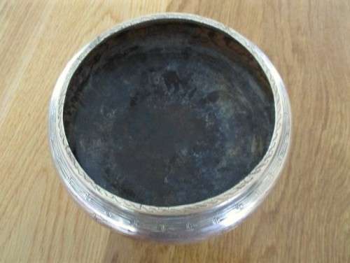 TWO VINTAGE CHINESE FOOTED (ELEPHANT HEADS) SOLID BRASS BOWLS WITH DRAGON MOTIF - SIGNED ON BASE