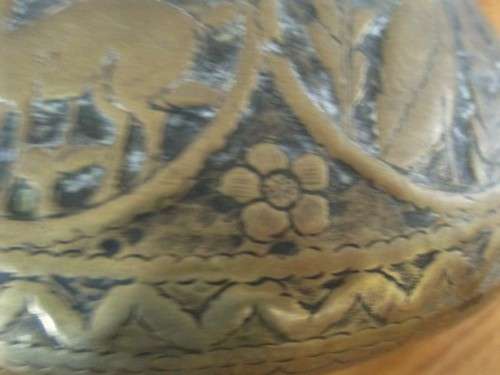 AWESOME ANTIQUE HAND ENGRAVED PERSIAN? TURKISH? BRASS BOWL DEPICTING  MEN, DEER AND BIRDS
