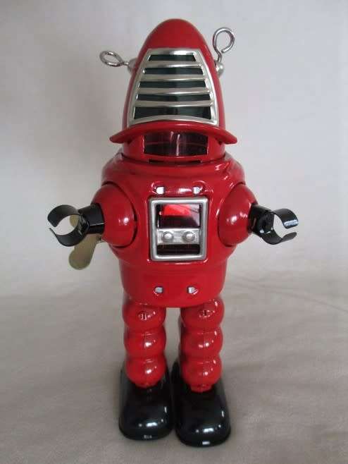 MECHANICAL TIN PLATE WIND-UP WALKING ROBOT  (MARXU ST JOHN) IN ORIGINAL BOX
