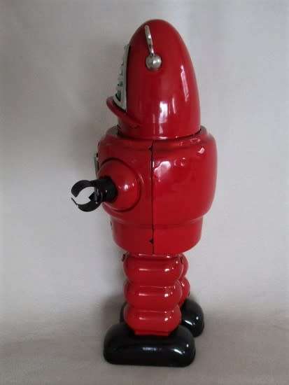 MECHANICAL TIN PLATE WIND-UP WALKING ROBOT  (MARXU ST JOHN) IN ORIGINAL BOX