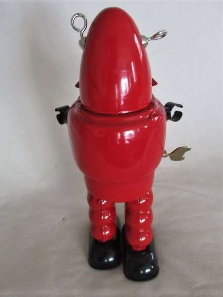 MECHANICAL TIN PLATE WIND-UP WALKING ROBOT  (MARXU ST JOHN) IN ORIGINAL BOX