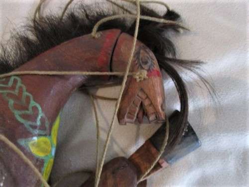AN AWESOME LARGE ANTIQUE WOODEN HORSE MARIONETTE PUPPET