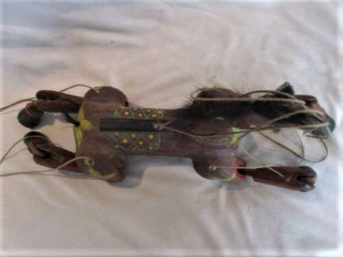 AN AWESOME LARGE ANTIQUE WOODEN HORSE MARIONETTE PUPPET