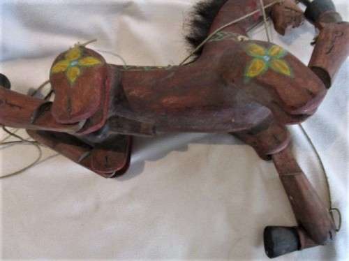 AN AWESOME LARGE ANTIQUE WOODEN HORSE MARIONETTE PUPPET