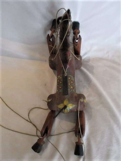 AN AWESOME LARGE ANTIQUE WOODEN HORSE MARIONETTE PUPPET