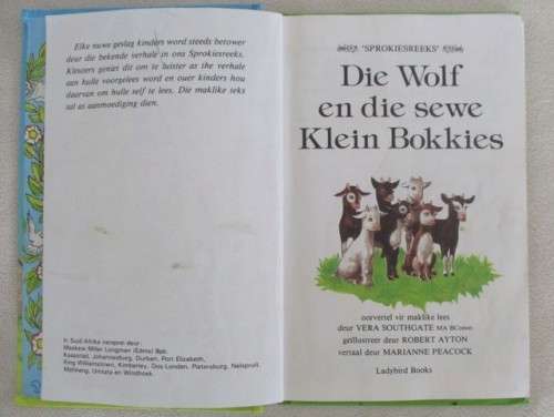 AFRIKAANS LADYBIRD BOEKIE - DIE WOLF EN DIE SEWE KLEIN BOKKIES