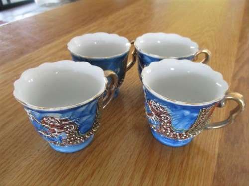 VINTAGE CHERRY CHINA VINTAGE RAISED DRAGON TEA SET - 13 PIECE