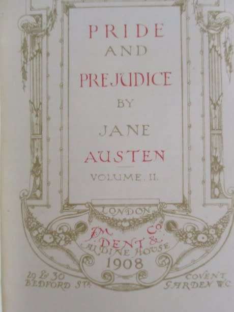 1908 - PRIDE & PREJUDICE BY JANE AUSTEN - VOL.I AND II