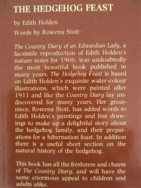 1978 - HARD COVER PLUS DUST COVER - THE HEDGEHOG FEAST - BY EDITH HOLDEN - SO SPECIAL!!