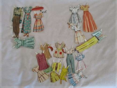BARGAIN TIME!! A BATCH OF SEVENTEEN VINTAGE 1940's/50's PAPER DOLLS WITH OUTFITS!!