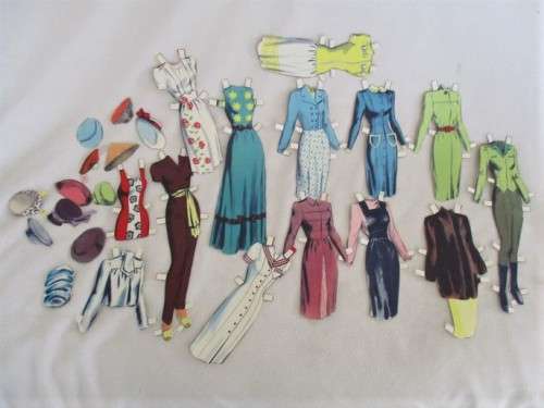 VINTAGE 1950's MOTHER AND DAUGHTER PAPER DOLLS WITH SOME MATCHING OUTFITS