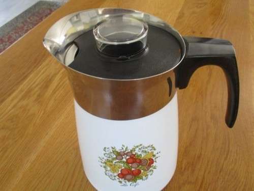 FOR ISMAIL ONLY - LARGE 6-CUP CORNING WARE STOVE TOP PERCOLATOR - SPICE O' LIFE (FRENCH SPICE)