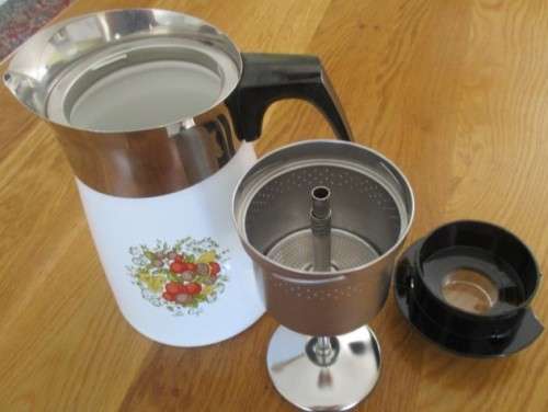 FOR ISMAIL ONLY - LARGE 6-CUP CORNING WARE STOVE TOP PERCOLATOR - SPICE O' LIFE (FRENCH SPICE)