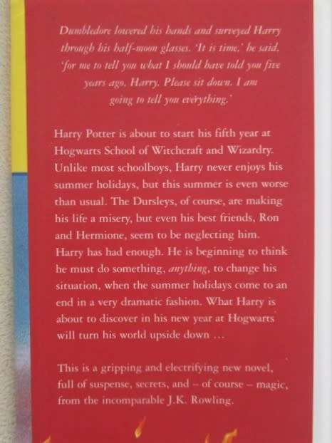 HARRY POTTER AND THE ORDER OF THE PHOENIX - 1ST EDITION HARD COVER WITH DUST JACKET