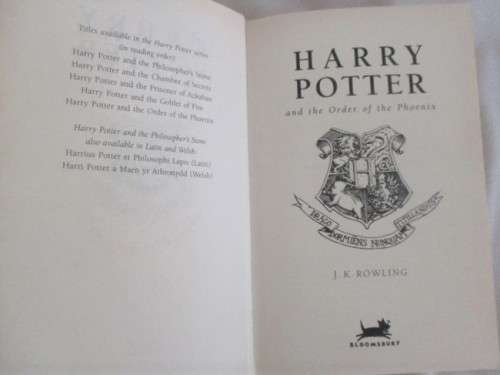 HARRY POTTER AND THE ORDER OF THE PHOENIX - 1ST EDITION HARD COVER WITH DUST JACKET