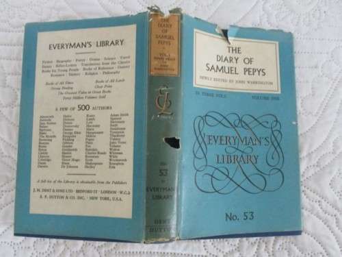 1953 HARD COVERS PLUS DUST COVERS - COMPLETE SET OF THREE VOLUMES OF THE DIARY OF SAMUEL PEPYS
