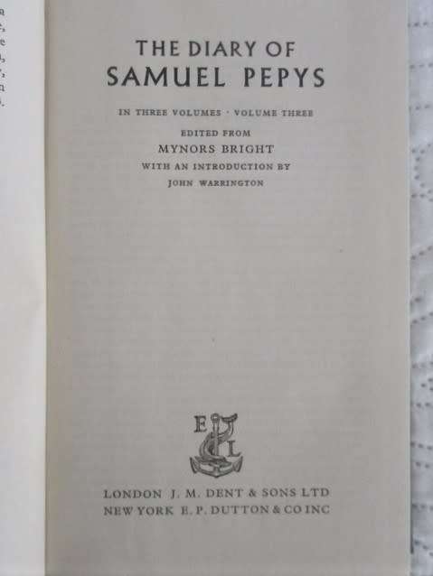 1953 HARD COVERS PLUS DUST COVERS - COMPLETE SET OF THREE VOLUMES OF THE DIARY OF SAMUEL PEPYS