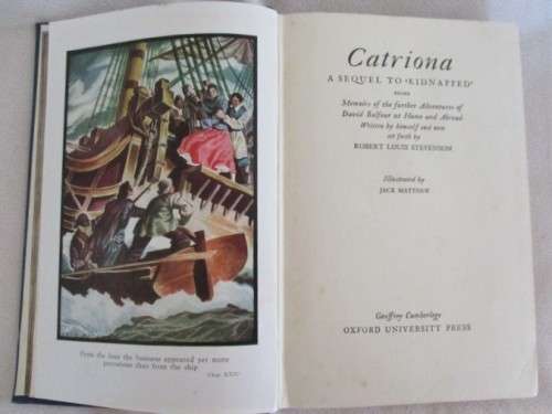 1949 HARD COVER - CATRIONA BY ROBERT LOUIS STEVENSON (A SEQUEL TO KIDNAPPED)