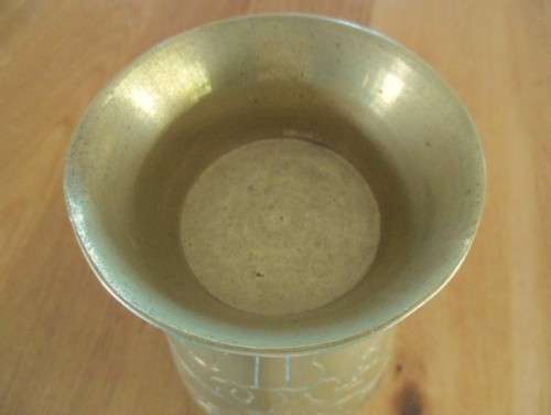 SOLID BRASS CHINESE VASE ENGRAVED WITH CHINESE DRAGON