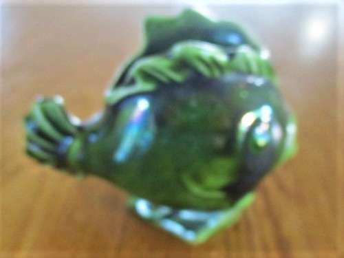 A CUTE VINTAGE PORCELAIN TOOTH PICK HOLDER - FISH-SHAPED