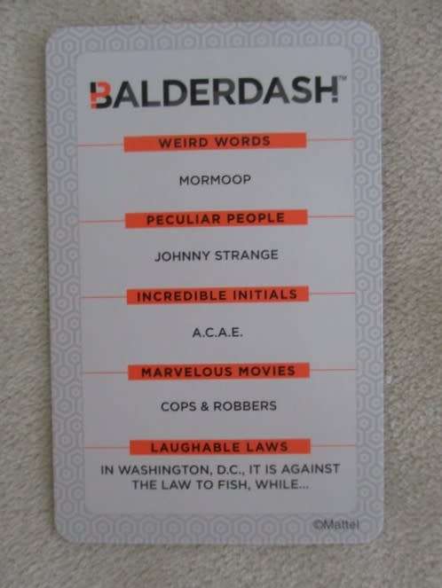 GREAT FUN AND LOTS OF LAUGHTER!! BALDERDASH BY MATTEL GAMES