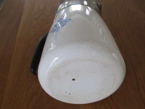 LARGE 6-CUP CORNING WARE STOVE TOP PERCOLATOR - BLUE CORNFLOWER DESIGN