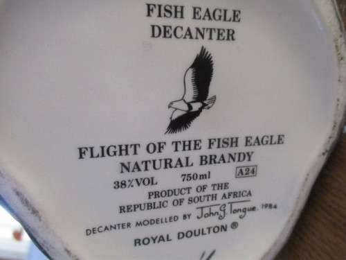 RARE ROYAL DOULTON FISH EAGLE DECANTER MADE FOR S.A. BRANDY AND MODELLED BY JOHN G. TONGUE - 1984