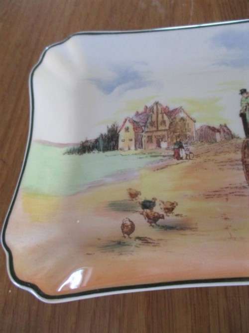 VINTAGE ROYAL DOULTON "OLD ENGLISH COACHING SCENE" SANDWICH PLATE DESIGNED AND SIGNED BY W.E. GRACE