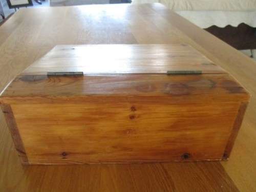 AN OLD LARGE WOODEN BIBLE BOX - HANDY STORING/DISPLAY