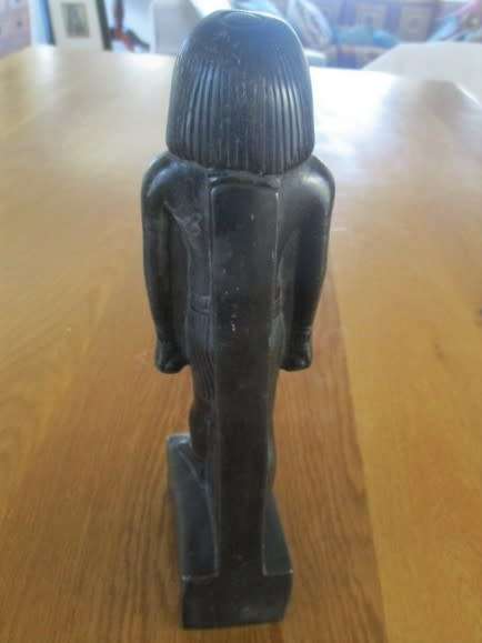 BLACK RESIN EGYPTIAN FIGURINE - 27CM TALL - SIGNED
