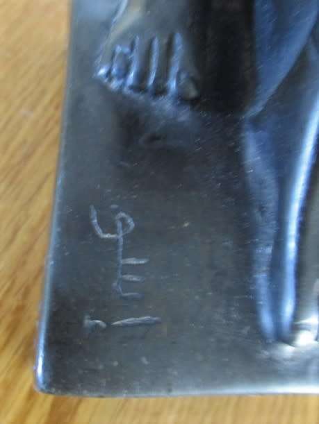 BLACK RESIN EGYPTIAN FIGURINE - 27CM TALL - SIGNED