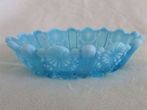 AN EXQUISITE VINTAGE FENTON TURQUOISE ART GLASS BON-BON DISH