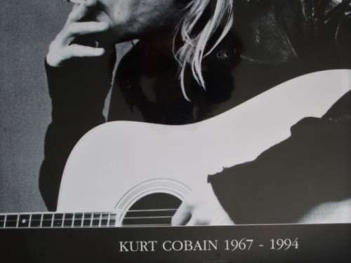 A LARGE LAMINATED ICONIC KURT COBAIN POSTER PUBLISHED IN 1994 SHORTLY AFTER HIS DEATH