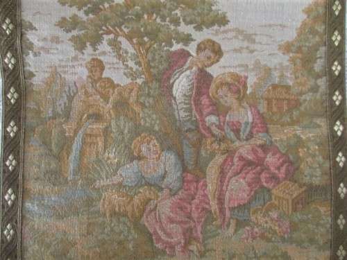 BEAUTIFUL VINTAGE ROSEL ERZEUGNISSE, WEST GERMANY STEVENGRAPH WALL HANGING WITH 3 ROMANTIC SCENES