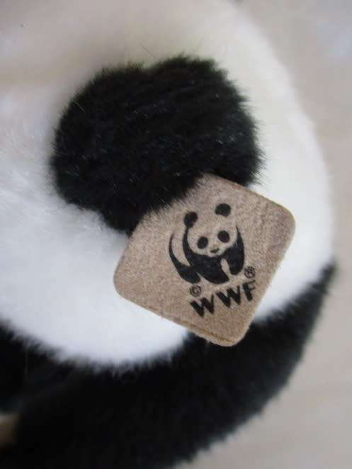 WORLD WILDLIFE FUND PANDA - IN GREAT CONDITION WITH LEATHER EAR TAG AD LABEL