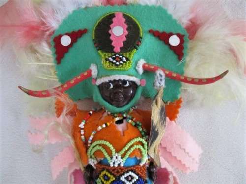 RARE! A VINTAGE ZULU DOLL IN RICKSHAW GARB!
