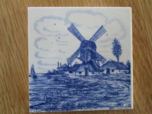 THREE SMALL BLUE AND WHITE DUTCH TILES