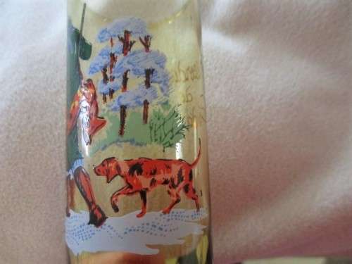 SET OF 4 VINTAGE SPANISH LONG SHOT GLASSES DEPICTING DIFFERENT HUNTING SCENES  FROM SA DA BANDEIRA