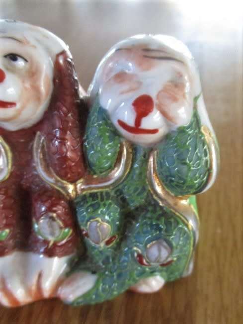 VINTAGE JAPANESE PORCELAIN - THREE WISE MONKEYS (SPEAK NO EVIL, HEAR NO EVIL, SEE NO EVIL)