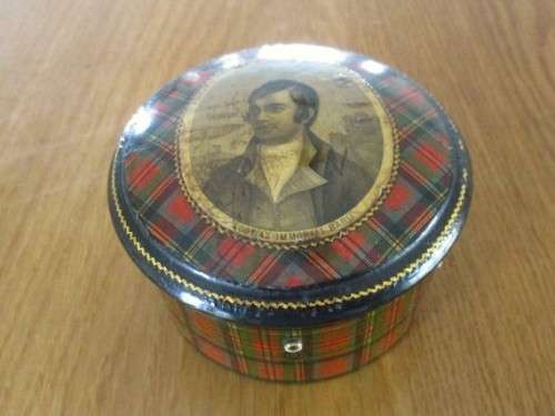ANTIQUE (CIRCA 1867 - 1899) WOODEN MAUCHLINE WARE STRING BOX COMMEMORATING ROBERT BURNS - SO SPECIAL