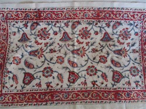 VINTAGE HAND PRINTED (NATURAL DYED) PERSIAN/IRANIAN MESHKAT RUNNER - SIGNED