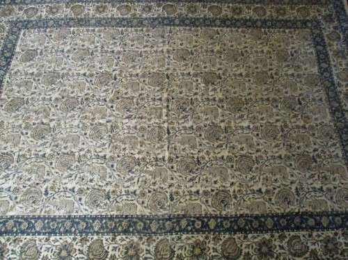 VERY LARGE VINTAGE HAND BLOCKED PRINTED (NATURAL DYED) PERSIAN GHALAMKAR THROW-RARE PEACOCK DESIGN!!