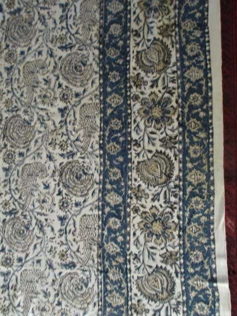 VERY LARGE VINTAGE HAND BLOCKED PRINTED (NATURAL DYED) PERSIAN GHALAMKAR THROW-RARE PEACOCK DESIGN!!